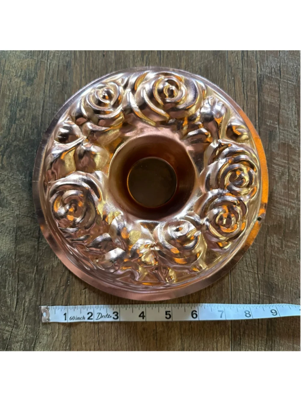 Vintage Copper Rose Bundt Cake Mold Floral Embossed Kitchen Wall Decor